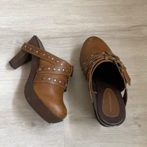 Brown clogs